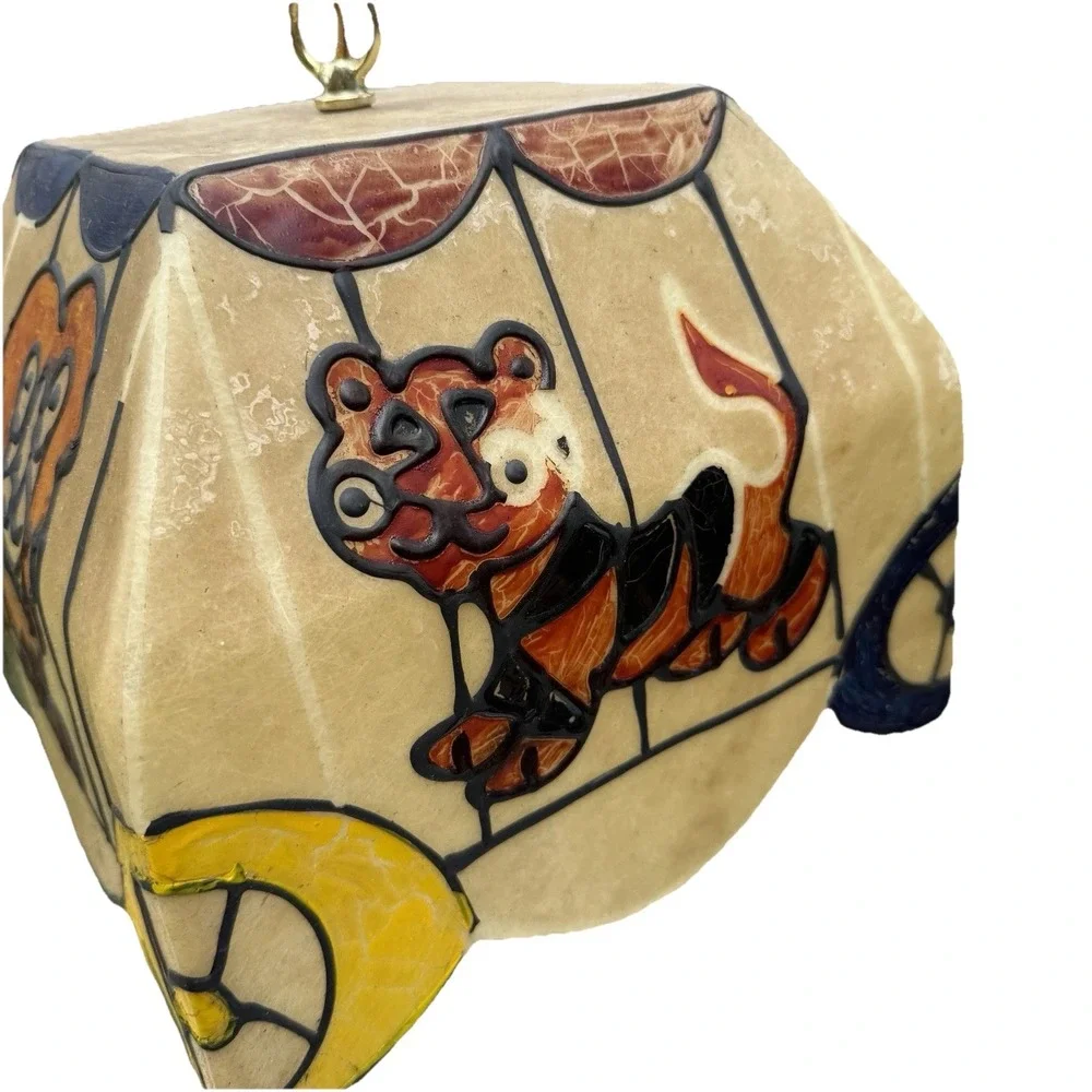 Vtg MCM light fiberglass lion tiger Circus Cage AS IS DECOR ONLY Lamp Kids Room*